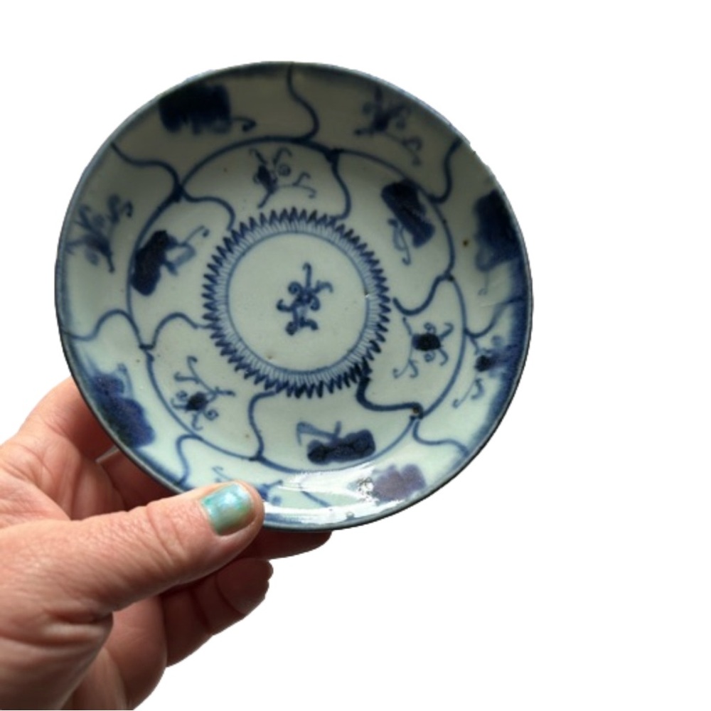 Vintage Chinese Blue and White Plate with Mark Inside Double Circle